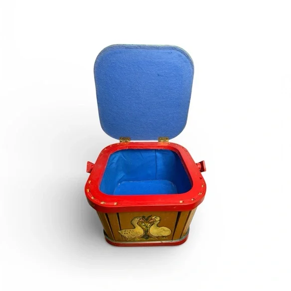 Vintage Hand-Painted Woodland Bunny & Squirrel Basket - Picture 8 of 10